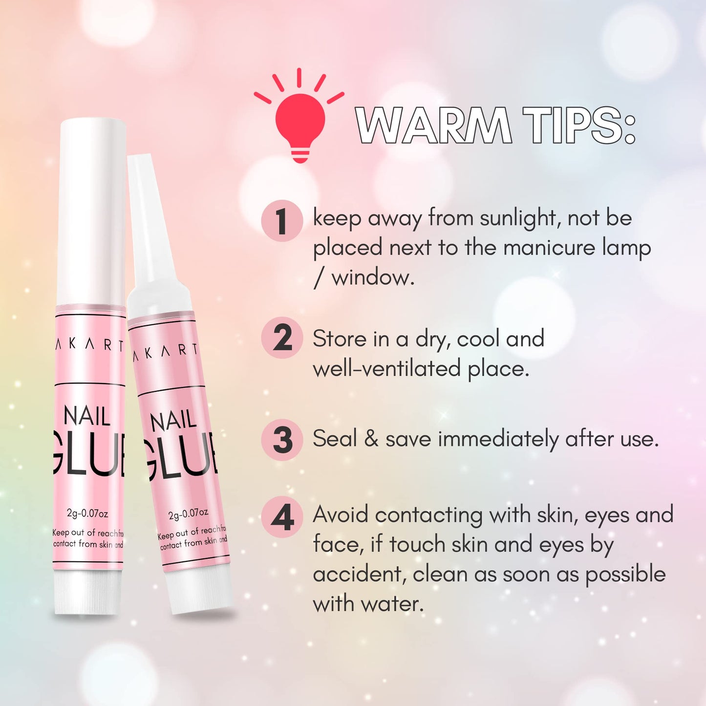 Makartt 40 Pcs Strong Nail Glue for Press on Nails, Fast Dry Quick Adhesive for Fake Nails and Acrylic Tips, Clear Professional Glue on Nails for Broken Nail Repair Salon Manicure Home DIY, Hema-Free