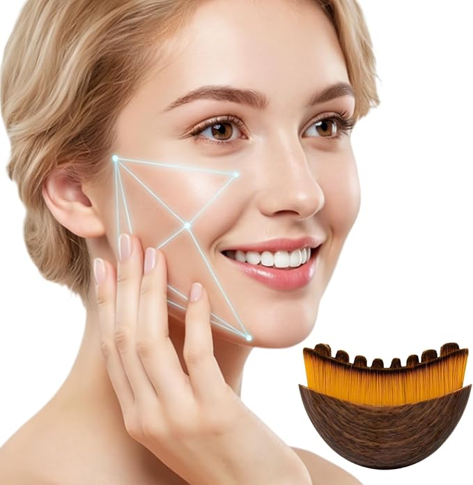 Lymphatic Contour Face Brush, Manual Facial Sculpting & Lymphatic Drainage Massager, Ergonomic Hypoallergenic Soft Bristles Brush for Anti-Puffiness, Detox & Lift, Improves Skin Glow & Absorption