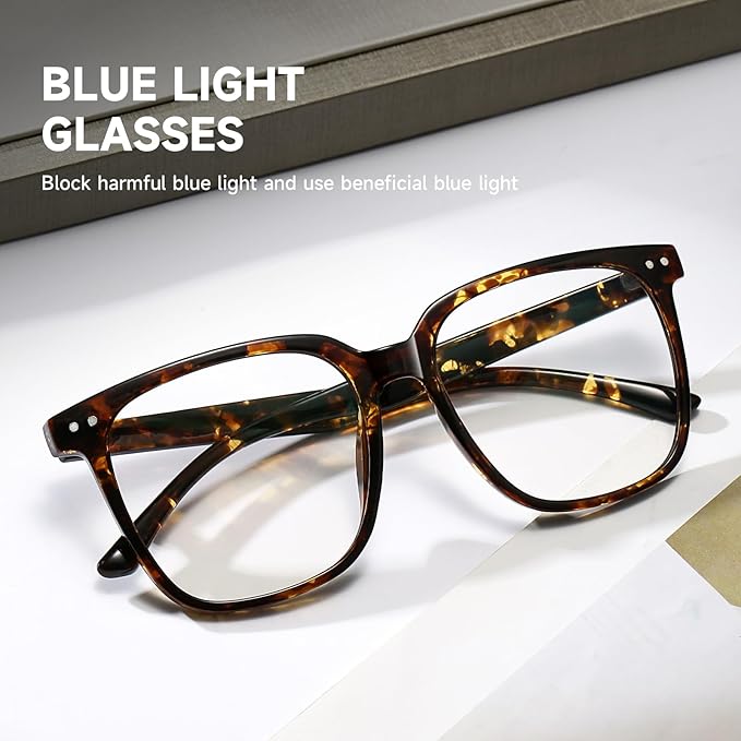 Oversized Square Blue Light Blocking Glasses for Women and Men - Gaming & Computer Anti-Fatigue