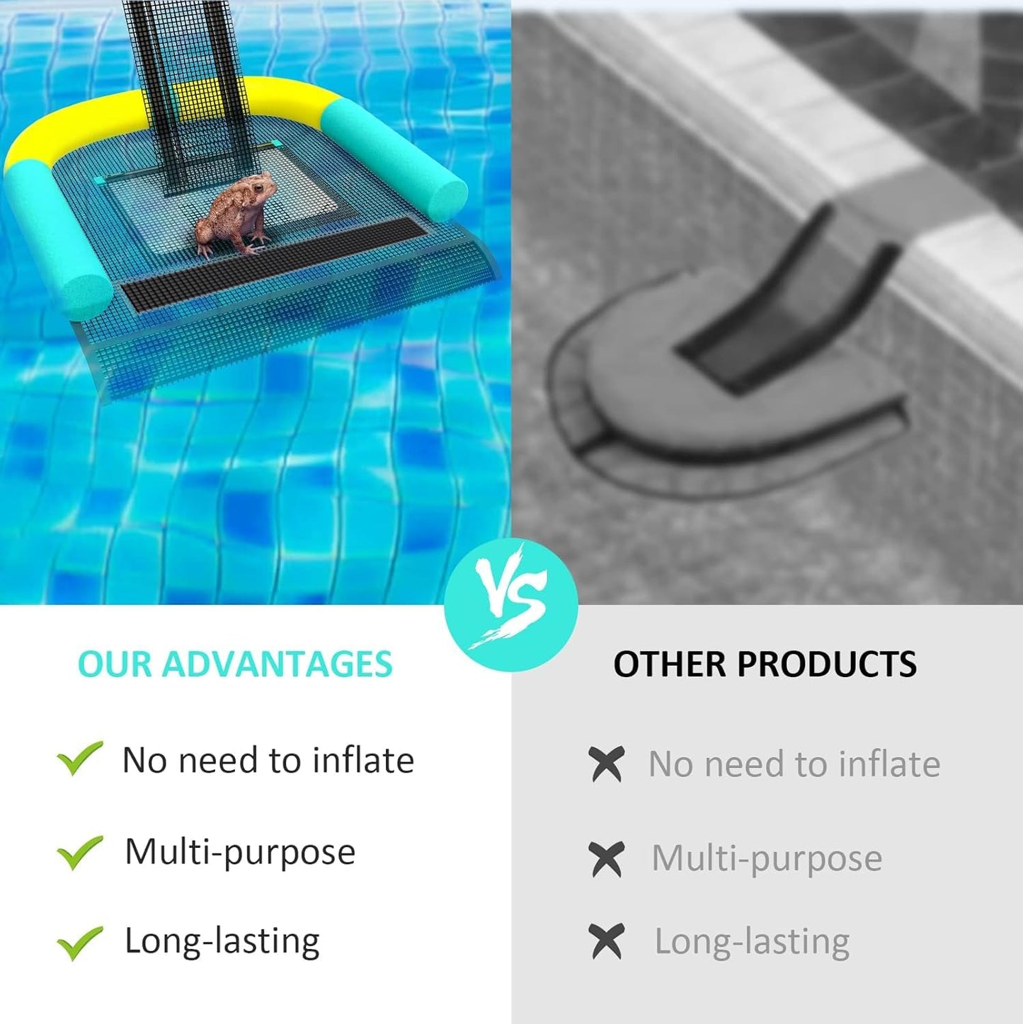 Poolvio Animal Saving Escape Ramp for Pool, Save Critters in Swimming Pool Device Handy, Pool Accessories in Floating Ramp Rescues Saving Frogs, Toads Animal Mice, Birds