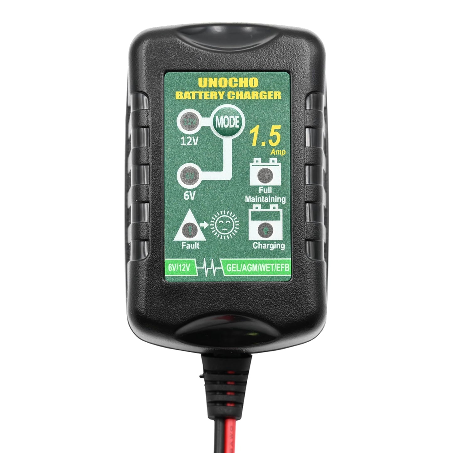 6V 12V Battery Charger 1.5A Automatic Battery maintainer trickle Battery Charger Smart Float Charger for auto car Motorcycle Lawn Mower Boat Motorcycle Snowmobile