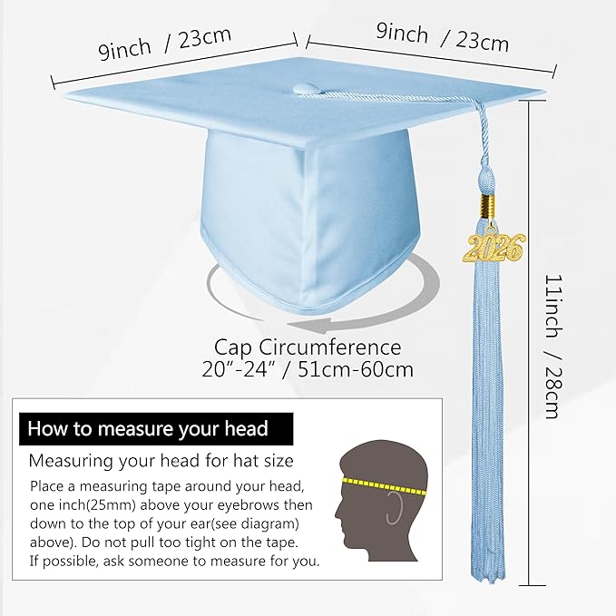 GraduationMall Matte Graduation Cap with 2026 Tassel for High School & Bachelor