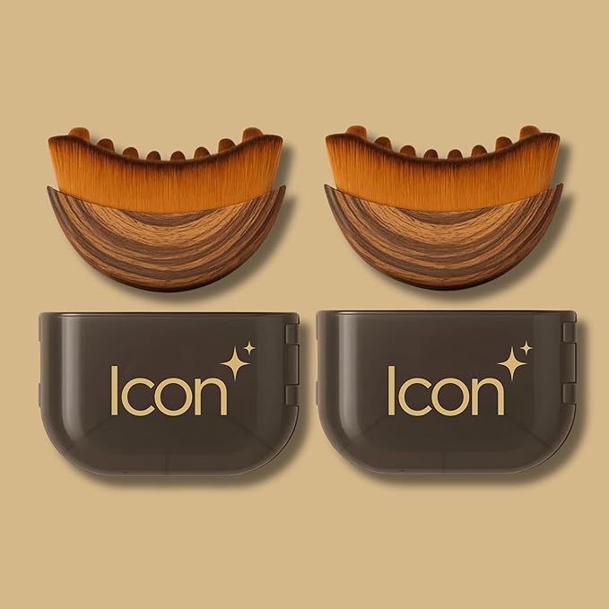ICON Lymphatic Contour Brush for Face, Face Sculpting Tool for Lymphatic Drainage, Ultra Soft Bristles, Dry Brush, Helps Reduce Look of Puffiness (2 Pack)