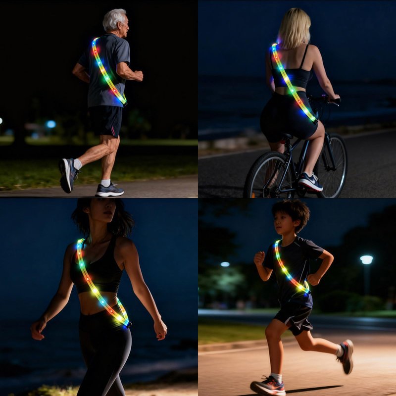 xcvoc Running Lights for Runners Light Up Vest for Night Walking Neon Vest Shoulder Light Led Belt for Night Safety Wearable Led Lights Reflective Sash