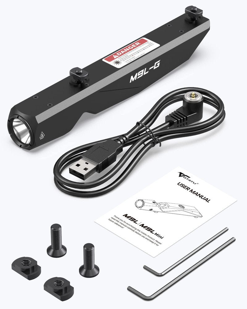 Votatu M9L-G 1600 Lumens Light Laser Combo Compatible with M-Lok Rail Surface, Tactical Flashlight and Green Laser Sight for Rifle, Strobe Function, Magnetic Rechargeable,IIIA Class Laser Output ≤5mw