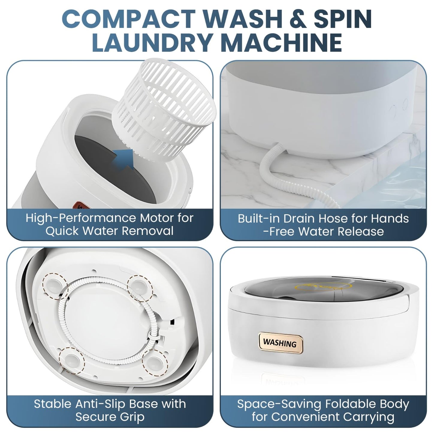 portable washing machine 15L small washer portable for underwear Delicate Cloths and light laundry Idel for Apartment Dorms Hotel and Camping