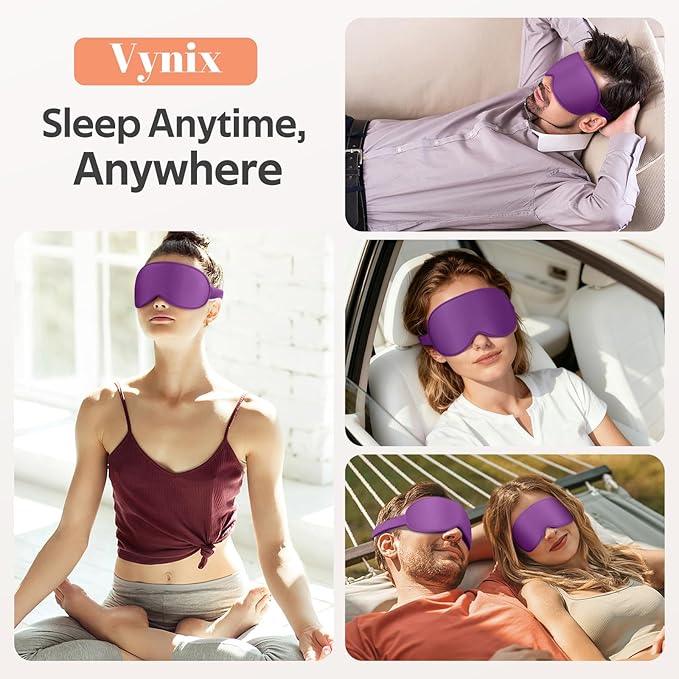 Sleep Mask for Women Men - 100% Blackout Eye Masks for Sleep - 3D Soft Sleeping Mask for Side Sleepers - Zero Pressure Lash Extensions Eye Cover Shade for Airplane Travel Essentials, Purple