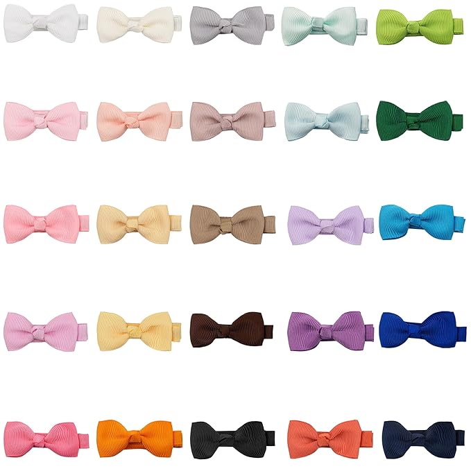 CÉLLOT Baby Girls Hair Clips 25PCS Fully Lined Tiny 2" Hair Bows Alligator Clips for Infants Toddlers