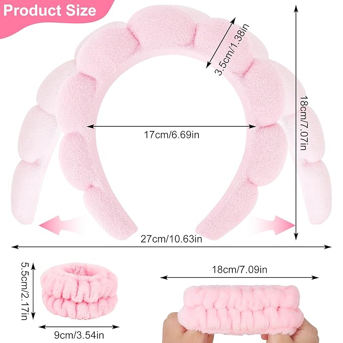 6Pcs Spa Headband and Wristband set, Terry Cloth Skincare Makeup Headbands for Women for Washing Face Sponge Puffy Hair Band