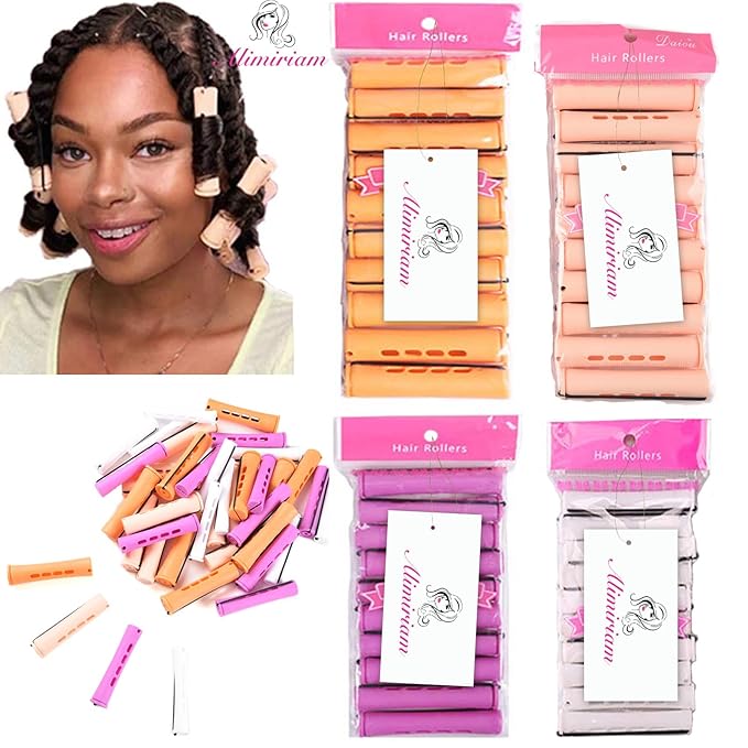 40pcs Perm Rods Set for Natural Hair 4 Sizes Cold Wave Rods Hair Rollers for Women Curling Rods for Long Medium Small Hair Curler Styling DIY Hairdressing ToolsÃ¯Â¼ÂOrange+Beige+Purple+whiteÃ¯Â¼Â