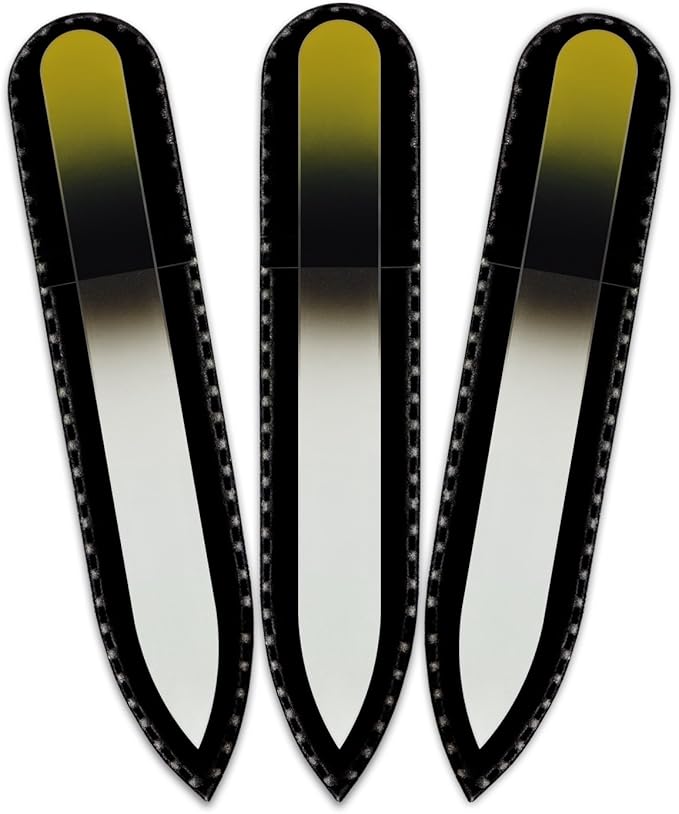 Mont Bleu Rainbow Crystal Nail File in Black Pouch - Small - Purse Size - Czech Tempered Glass - Handmade in Czech Republic - Excellent Nail Filing Tools