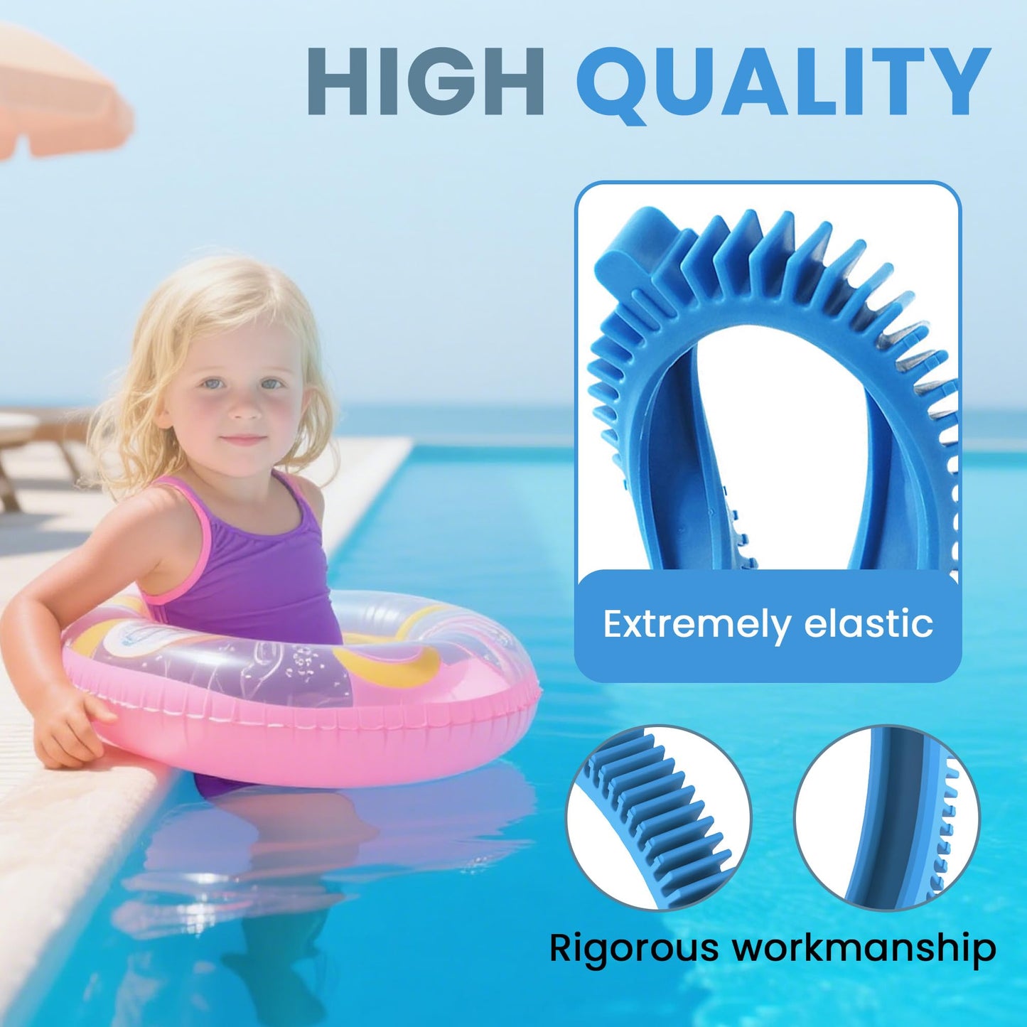 2 Pack Pool Cleaner Tires 896584000-143 Fits for Poolvergnuegen Pool Cleaner Parts - 896584000-143 Blue Front Tire Kit with Super Hump By AMI PARTS