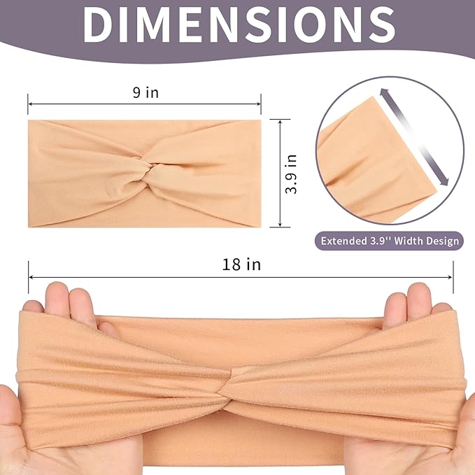 12 Pcs Stretchy Headbands for Women, Absorbed Sport Headband Soft Twist Knotted Hairbands for Daily Life Yoga Workout (Neutral Color 2)
