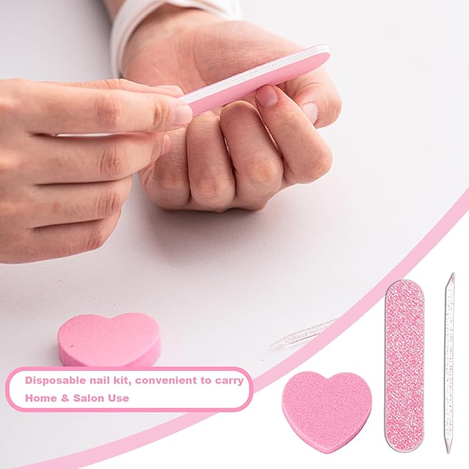 30 Sets Nail Kits 3-Piece, Nail Files 240 Grit, Nail Buffer Block 100/180 Grit, Crystal Stick, Individually Packaged Nail Tool Kit Suitable for Fingernails, Toenails & Press on Nail