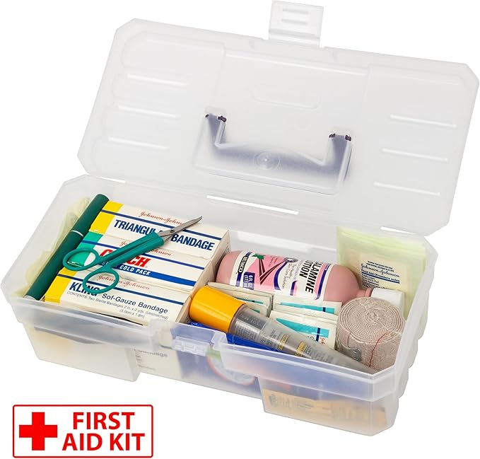 Akro-Mils 12-Inch ProBox Plastic Art Supply, Hobby or Craft Storage Toolbox, Model 09912CLPUR, (12" x 5-1/2" x 4"), Clear (Pack of 6)