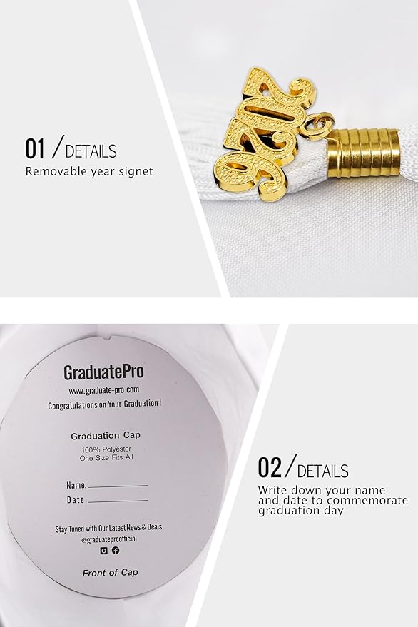 GraduatePro Matte Graduation Cap with 2026 Tassel for Adults High School and Bachelor Master 12 Colors