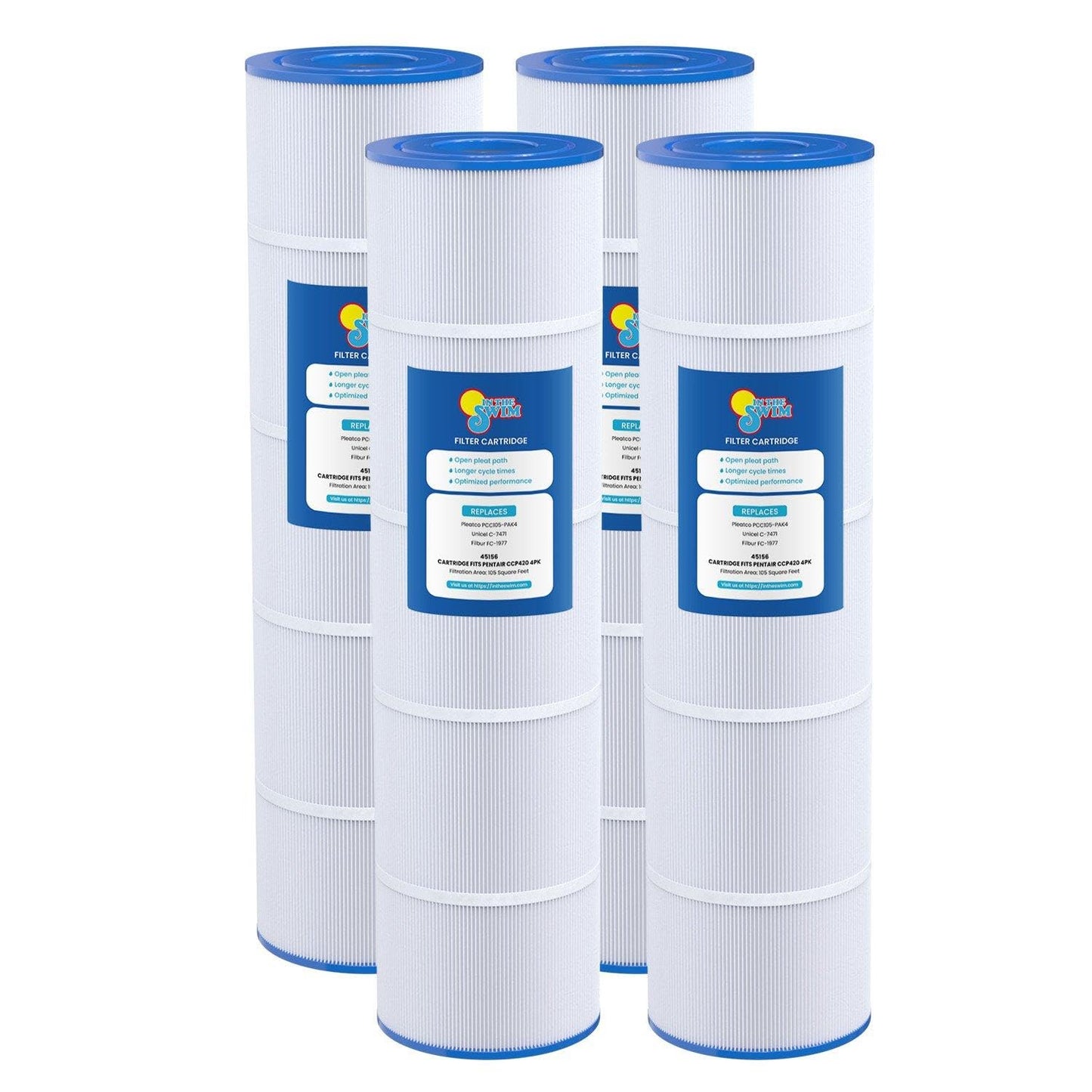 In The Swim Standard Pool Filter Cartridge 4-Pack Replacement for Pentair Clean & Clear Plus 420 CCP420 Filter