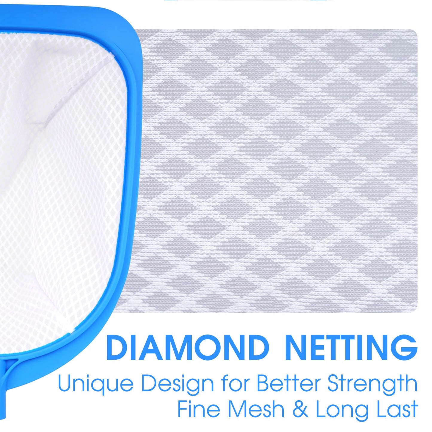 TidyMister 62'' Long Hot Tub Skimmer for Spa, Handy Pool Skimmer Net with Ultra Fine Diamond Netting Mesh for Small Pools, Hanging Hole Easy to Store