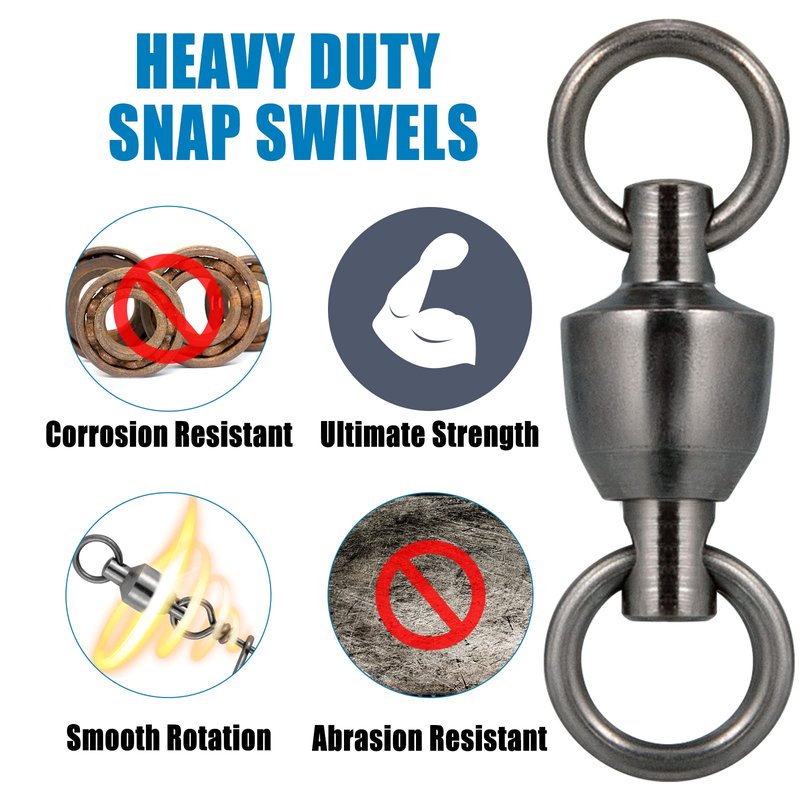Dr.Fish 20 Pack Ball Bearing Fishing Swivels, Swivels Fishing Tackle Saltwater, Freshwater Stainless Heavy Duty Lure Leader Line Connector #0