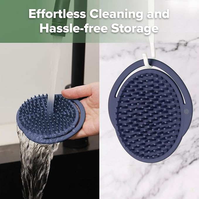 haakaa Silicone Shampoo Brush - Cradle Cap Brush Comb - Baby Hair Scrubber - Newborn Essentials - 1pk-Steel Blue