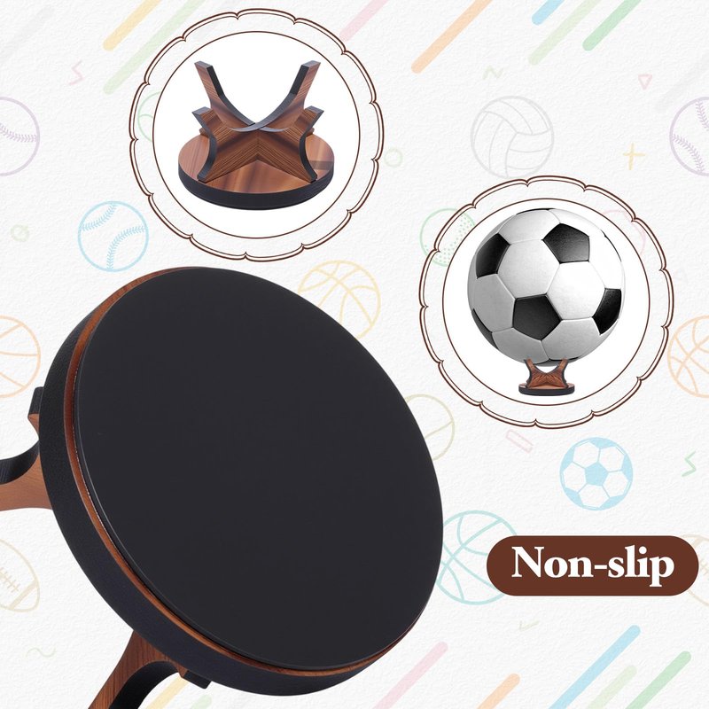 Sumind 6 Pcs Walnut Small Ball Stand Holder Sport Ball Display Rack Baseball Display Stand with Non-slip Rubber Pads for Baseball Golf Softball Tennis Spheres, Wood