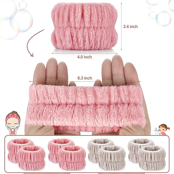 Wrist Bands for Washing Face, 4pcs Spa Face Washing Wristbands, Microfiber Arm Wrist Towels, Absorbent Wash Wristbands for Woman Men, Prevent Water from Spilling Down Your Arms
