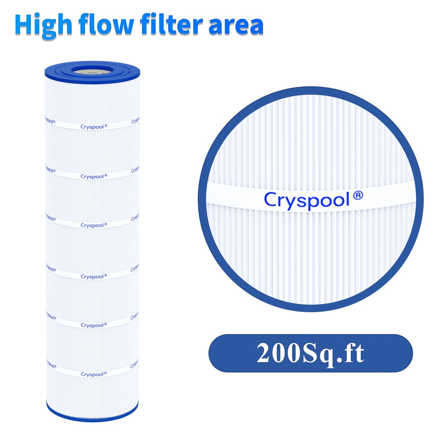 Cryspool® 08063 Filter Compatible with Jandy CS200, R0462400, PJANCS200, C-8418, 11088503, 11088513, FC-0823, 200 Sq. Ft Pool Filter Cartridge, 1 Pack
