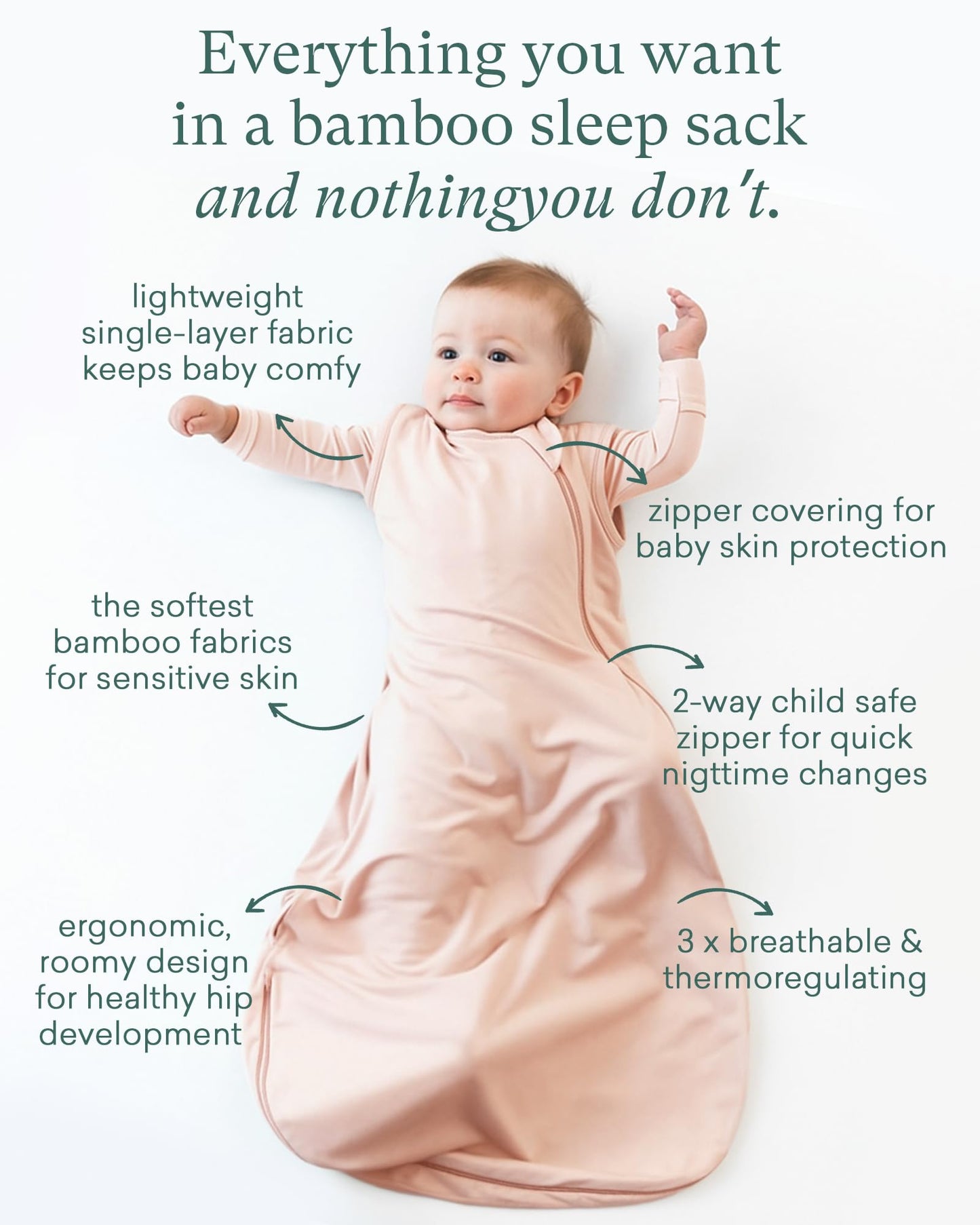 PurComfy Supersoft Sleep Sack 0.5 TOG, Premium Bamboo Viscose Baby Sleeping Bag, Lightweight Sleep Sack 15-24 Months (Oat)