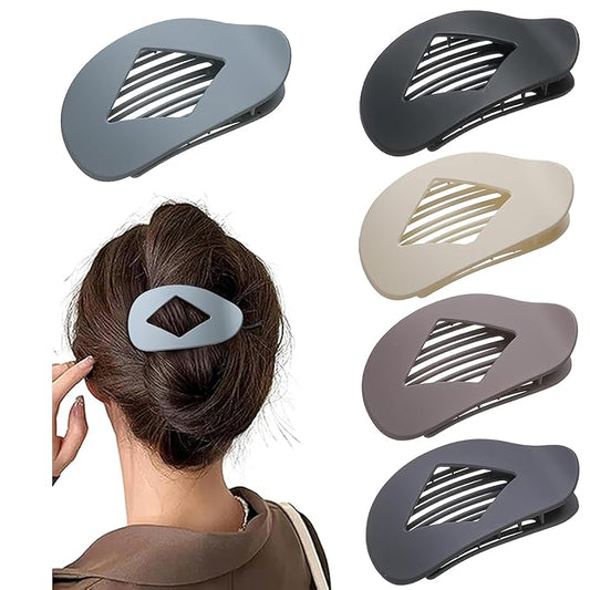 5 PCS Flat Hair Clips, No Crease Flat Claw Clips for Women, Large Strong Hold Barrettes for Thick Thin Hair, French Duckbill Styling Accessories(Matte Blue)