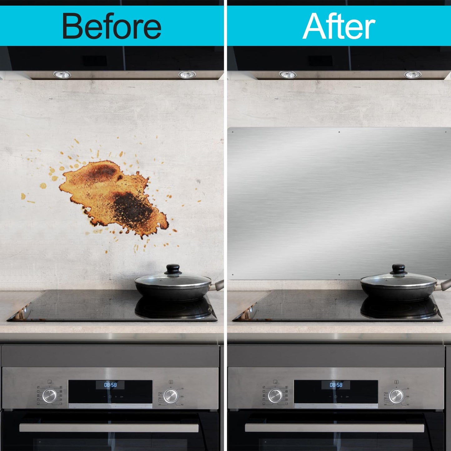 30" x 24" Thicken Heavy Range Hoods Stainless Steel Backsplash,Panel Splatter Guard for Stovetop,6 Pre Drilled Holes for Easy Installation,Keep the Walls Clean, Bright and Beautiful (30" x 24")