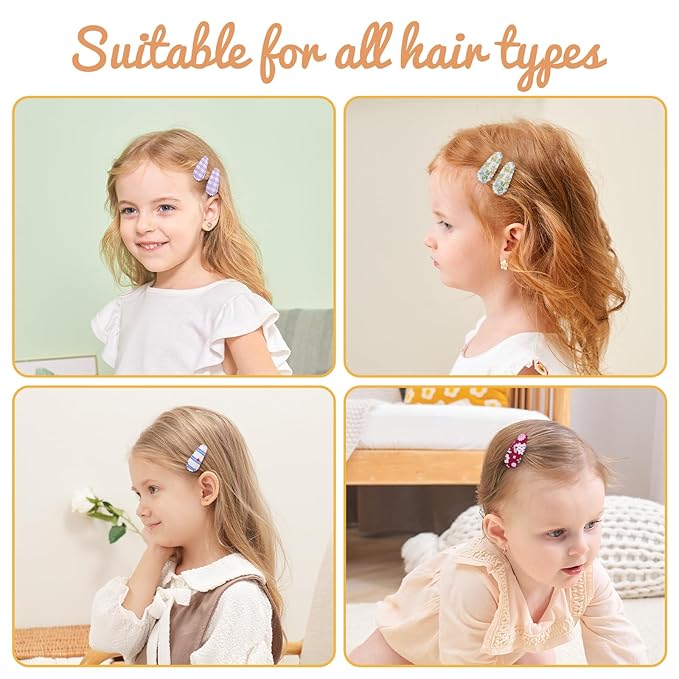 40 PCS Baby Hair Clips, Toddler Barrettes Floral Print Non Slip Snap Clips, 1.5" Mini Hair Barrettes Accessories for Baby Girls, Infants, Toddlers