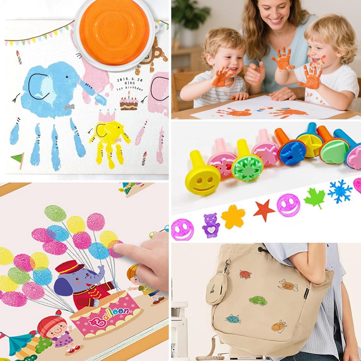 7 Inch Large Ink Pad for Kids Washable | Washable Stamp Pads for Classroom Stamps, Scrapbook Supplies Kit & Fabric Crafts (8 Colors)