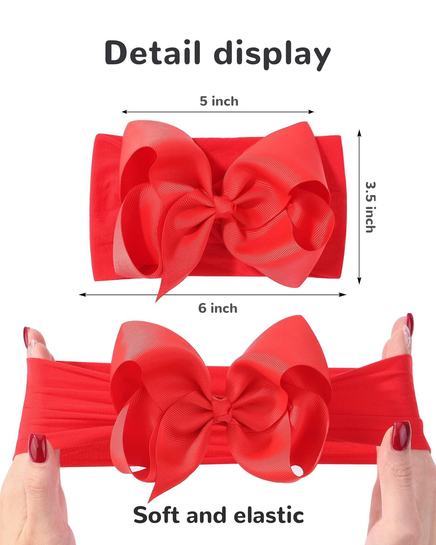 doboi 20pcs Baby Girls Bows Headbands Nylon Hairbands Ribbon Bow Elastic Hair Accessories for Newborns Infants Toddlers and Kids