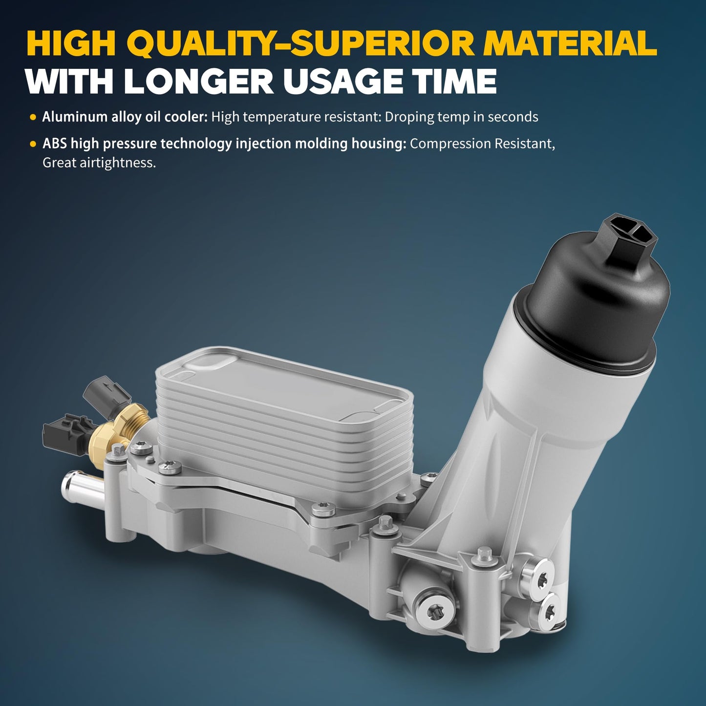 926-876 926-959 Upgraded Aluminum Engine Oil Filter Housing with Oil Cooler For 2011-2016 Chrysler 200 300 Dodge Charger Challenger Journey Caravan Durango Avenger, Wrangler, Ram ProMaster 3.6L