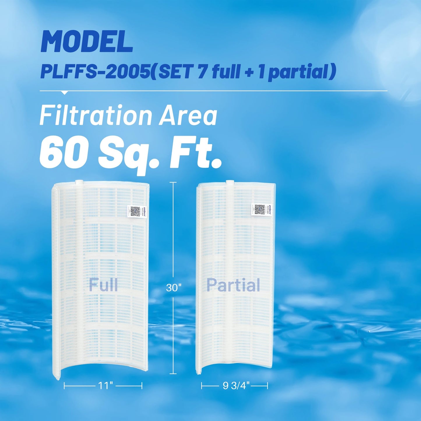 POOLPURE® FS-2005 DE Grid Pool Filter Replace FNS Plus 60, 59003000, Jandy DEL/DEV60, Hayward DE6020, DEX6000DA, DE6000, PFS3060, FC-9550, PG-1905, FG-1005, 60 Sq.Ft, 30" High, 7 Full+1 Partial