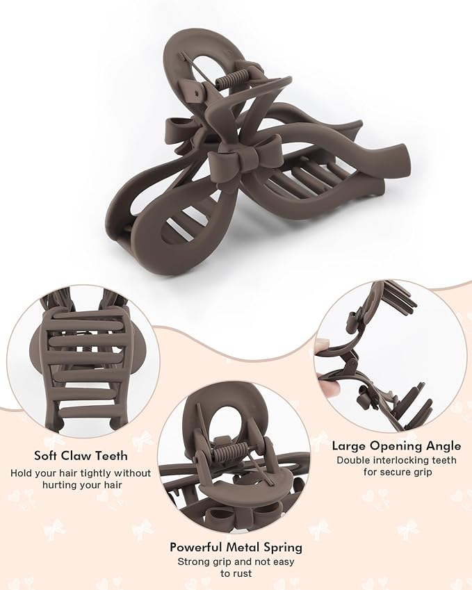 4 PCS Bow Hair Clips for Women Bow Claw Clip 5" Extra Large Hair Claw Clips for Thick and Long Hair Cute Bows Big Clip