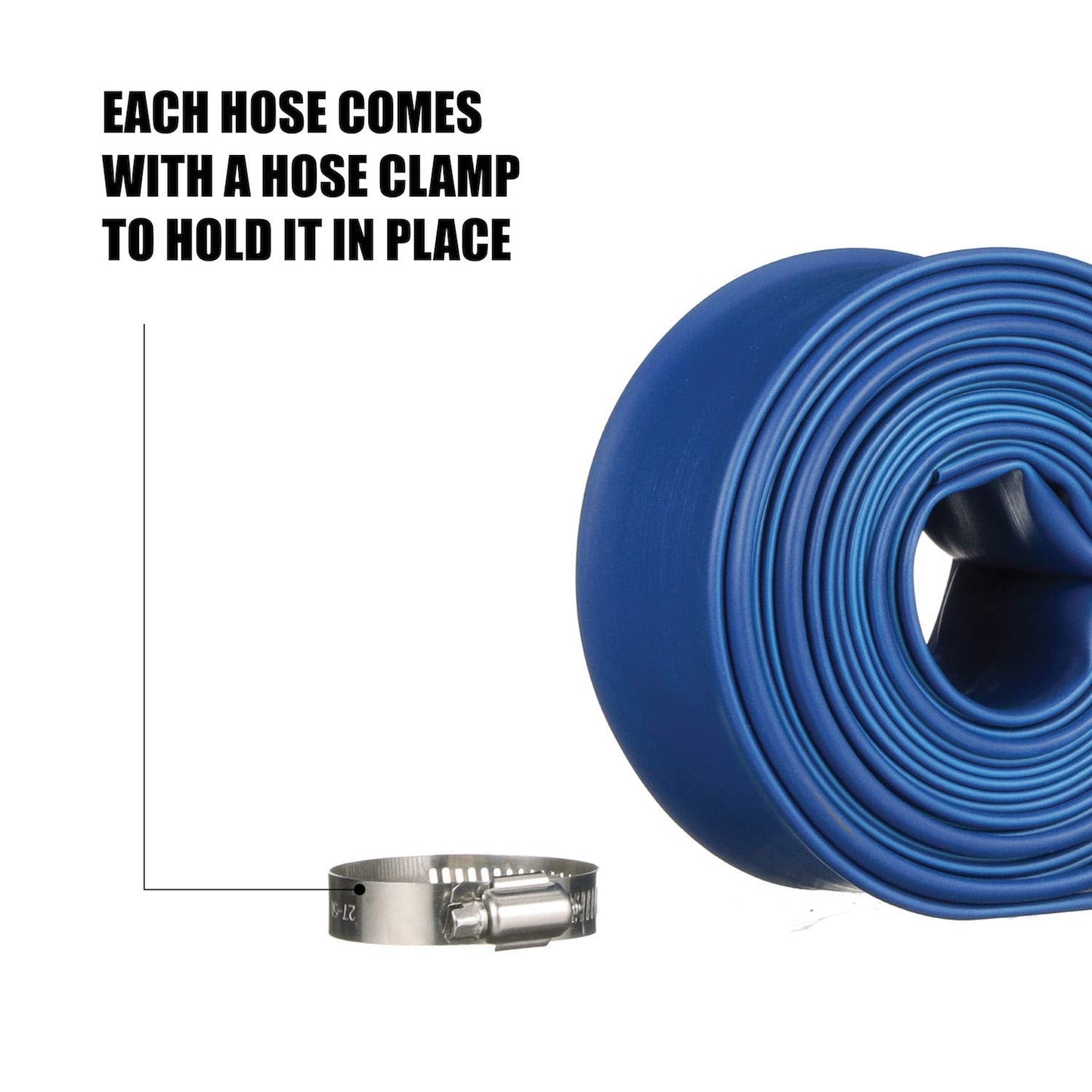 Blue Devil 25-Foot Vinyl Backwash Hose for Pool with Hose Clamp, 1-1/2" W x 25' L