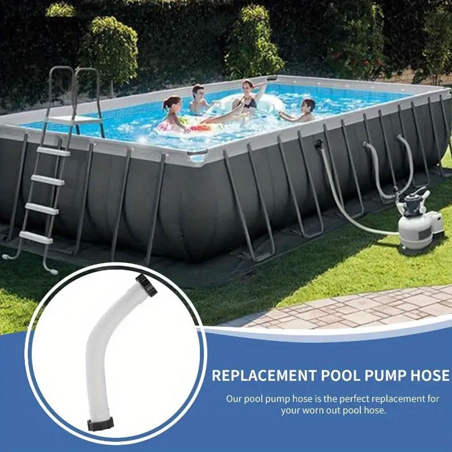 1-1/2 Inch 11535 Replacement Pool Hose for above ground pools - 1.5" Pool Sand Filter Pump Hose for Intex Sand Filter Pumps & Saltwater Systems 26371CA 26371EH 28647EG (White -2 Pack)