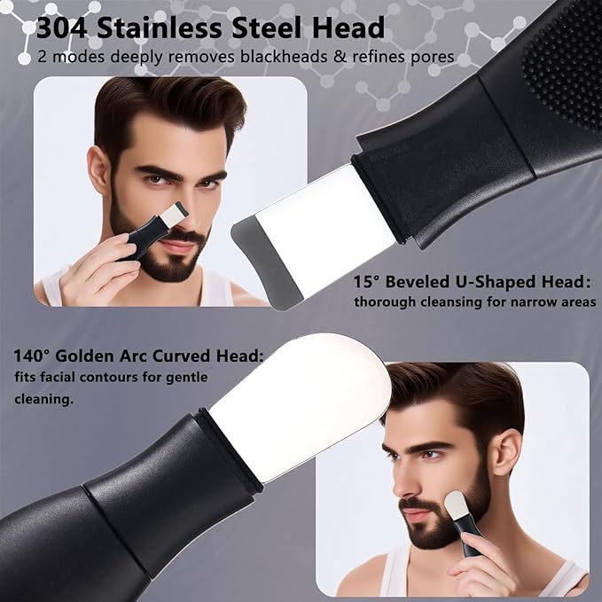Silicone Face Scrubber Black Head Remover for Face- Appliances for Removing Make-up for Deep Cleansing Blackhead Remover Tools Face Spatula Makeup Removal Washing Brushes Pore Cleaner (Black)