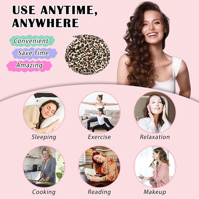 Gwabee 10 PCS Satin Heatless Curls Overnight Hair Curlers to Sleep In Hair Curler Rollers No Heat Hair Wrap for Curls Headband, 70" Satin Heatless Curling Rod Set for Women Long Waves Hair Volume