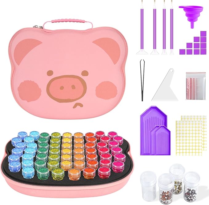 ZORETCO Diamond Painting Storage Containers,60 Slots Diamond Painting Kits,5D Diamond Painting Accessories and Tools for Art Jewelry Bead Rhinestones Organizer