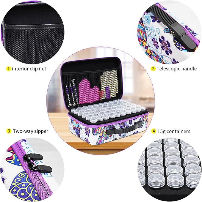 ZORETCO Diamond Painting Storage Containers,120 Slots Diamond Painting Accessories Kits with Tools for Diamond Art Craft Jewelry Beads Organizer