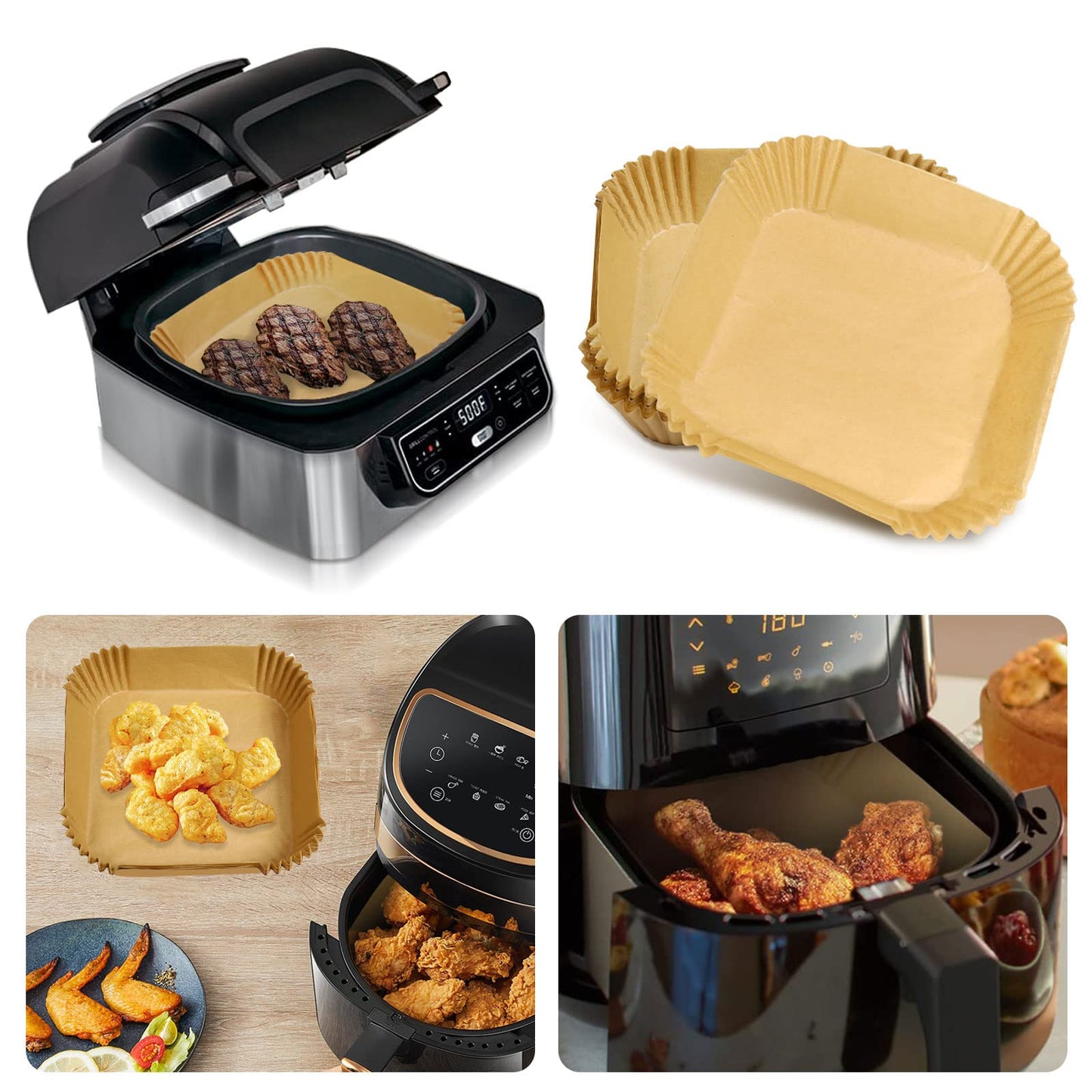 SIUDANGKA Disposable Air Fryer Liner, 200Pcs Parchment Paper for Ninja/COSORI/Gourmia/PowerXL/InstantPot/Fabuletta/Philips Air Fryer