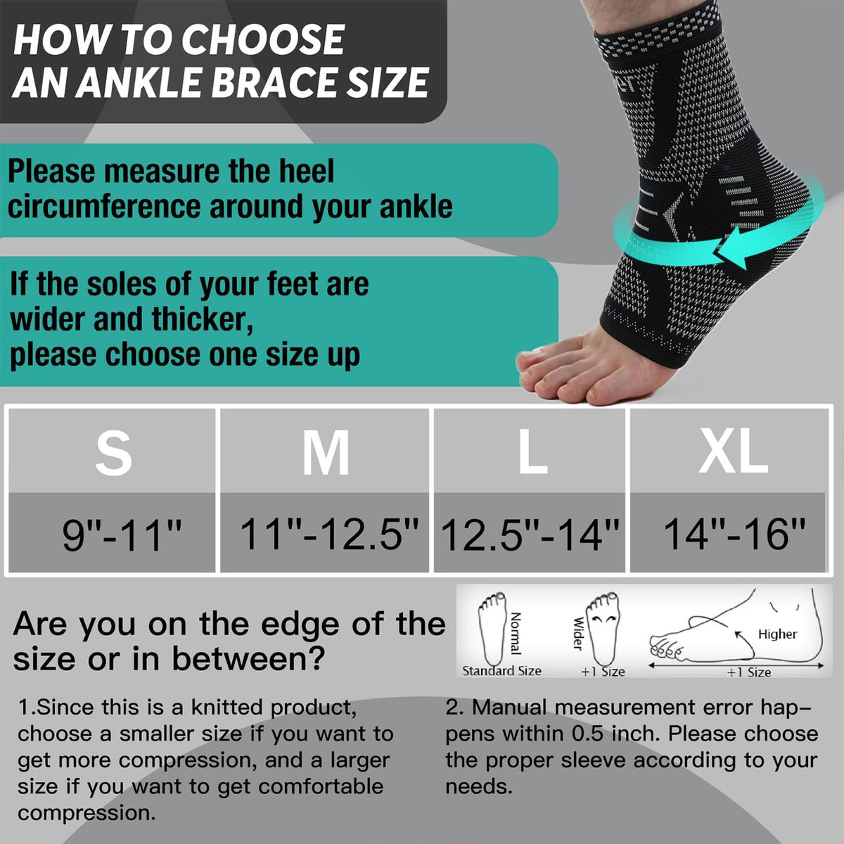 INDEEMAX Copper Ankle Brace Ankle Compression Sleeve Support Ankle Brace for Women & Men, Achilles Tendonitis Brace, Plantar Fasciitis, Sports, Silver Black, XL