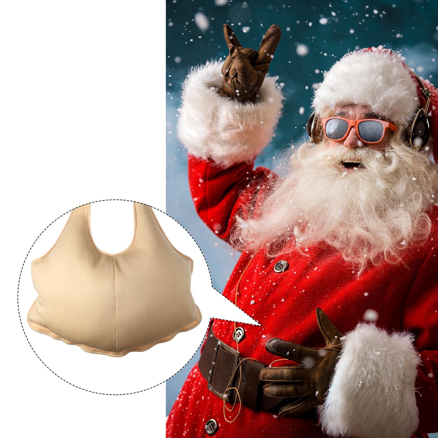 SATINIOR Santa Claus Suit Men's Unisex Padded Belly Stuffer Santa Belly Costume for Christmas Halloween Cosplay (Beige,19 x 14 Inches)