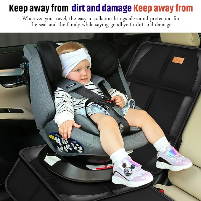 Bacgnyer Car Seat Protector, 2 Pack of Seat Protectors, Thickest Padded 600D Fabric Padding, Waterproof, Durable, Anti Slip Backing, Child Seat Protection, Suitable for Babies, Toddlers, Children