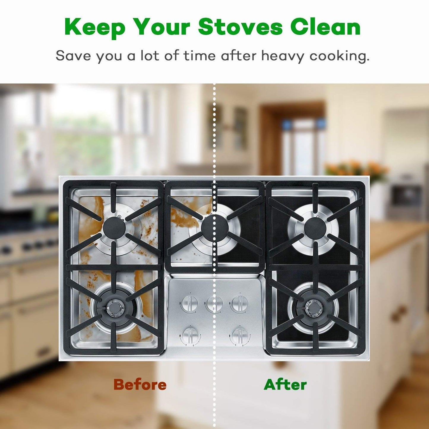 Forlivese Reusable Gas Stove Burner Covers -10 Pack Non-Stick Stovetop Burner Liners Gas Range Protectors Size 10.6x 10.6 Inch Cuttable Dishwasher Safe Easy to Clean
