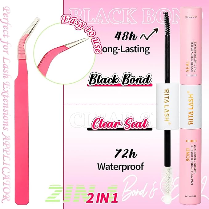 RITALASH Lash Extension Kit 60D+80D DIY Lash Clusters 280pcs Cluster Lashes Individual Lashes Eyelash Extension Kit with Lash Bond and Seal,Lash Tweezers(60D+80D Kit,9-15mm Mixed)