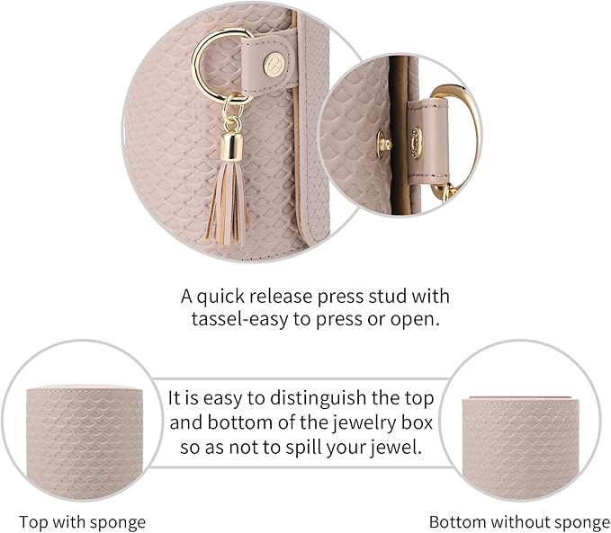 VLANDO Travel Jewelry Box, Travel Jewelry Case for Mothers Day Gifts, Earring organizer Necklacke Organizer Ring Organizer Box with Hand-held Design for Travelling - Grey+Khaki Inner