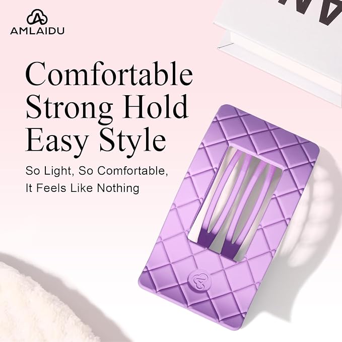 Large Flat Hair Claw Clips for Women for Thin Thick Hair, Stylish Strong Hold Non Slip Square Hair Clips, Cozy French Lay Down Hairclips, Green, Purple, Blue, Gardenia, 4 Pcs